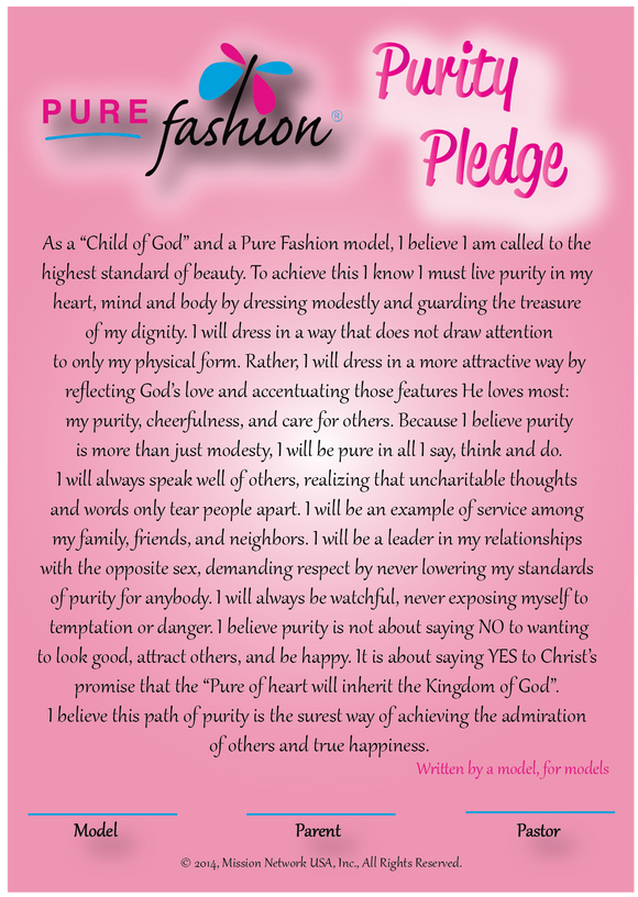 Pure Fashion Purity Pledge Card